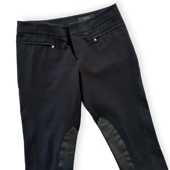 Gucci • Twill Leather Cropped Equestrian Riding Pants - Picture 3 of 16